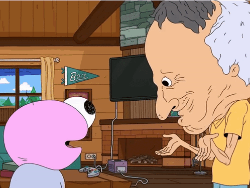 A Cartoon Drawing Of A Man Talking To Another Man With A Banner That Says Boss GIF