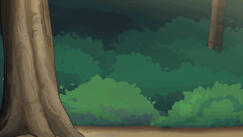 A Cartoon Drawing Of A Man Walking In The Woods With His Hand In His Pocket GIF