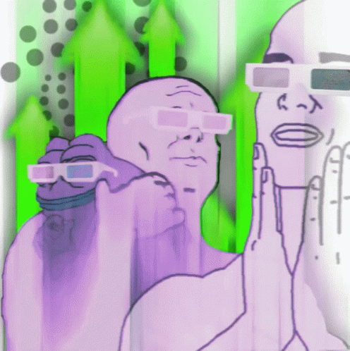 A Cartoon Drawing Of A Man Wearing 3D Glasses With A Green Background GIF