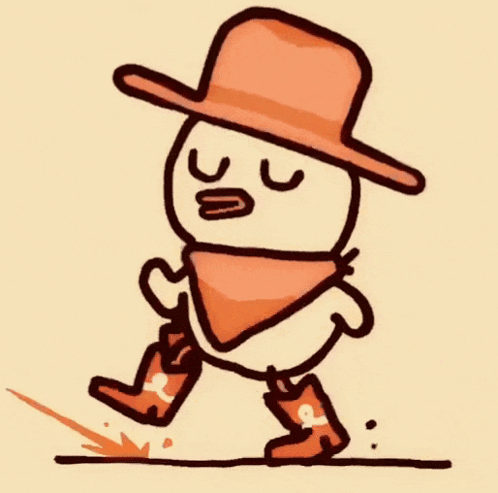 A Cartoon Drawing Of A Man Wearing A Cowboy Hat And Cowboy Boots GIF