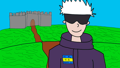 A Cartoon Drawing Of A Man Wearing A Hoodie That Says Hi My Name GIF