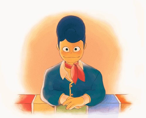 A Cartoon Drawing Of A Man Wearing A Red Scarf GIF