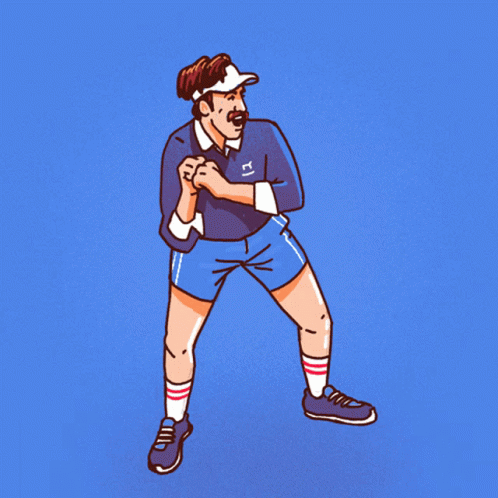 A Cartoon Drawing Of A Man Wearing Shorts And A Sweater With The Letter A On The Front GIF