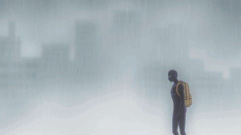 A Cartoon Drawing Of A Man With A Backpack And The Number 6 On His Chest GIF