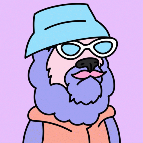 A Cartoon Drawing Of A Man With A Beard And A Skull On His Head GIF