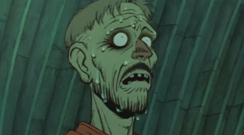 A Cartoon Drawing Of A Man With A Beard And Tears Running Down His Face GIF