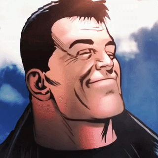 a cartoon drawing of a man with a beard looking up at the sky