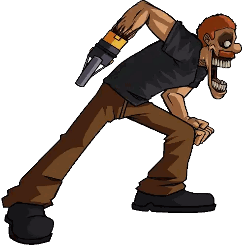 a cartoon drawing of a man with a gun