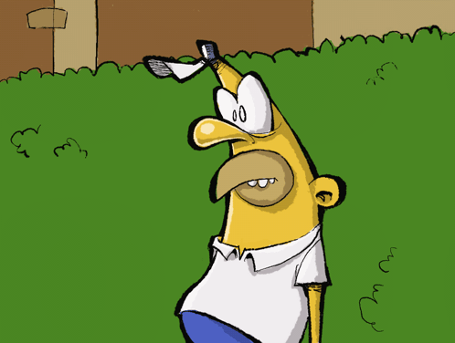 A Cartoon Drawing Of A Man With A Huge Nose And A White Shirt GIF