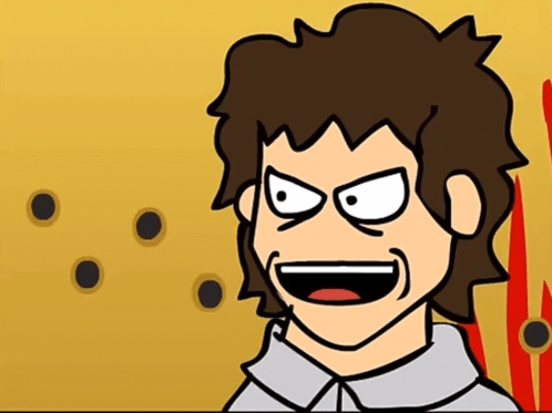 A Cartoon Drawing Of A Man With A Huge Smile On His Face GIF