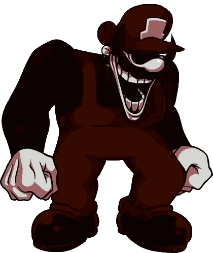 a cartoon drawing of a man with a mustache and a hat with the letter l on it