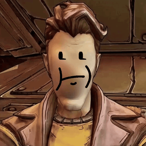 A Cartoon Drawing Of A Man With A Smiley Face Drawn On His Face GIF