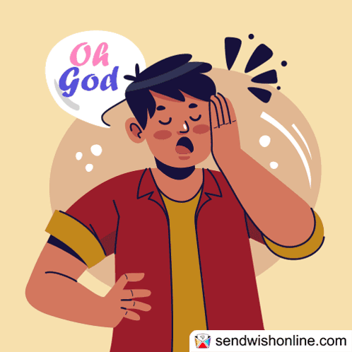 A Cartoon Drawing Of A Man With A Speech Bubble That Says Oh God GIF