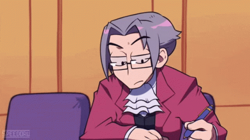 Cartoon Man With Glasses And Red Jacket Holding Pen Speeddoll GIF