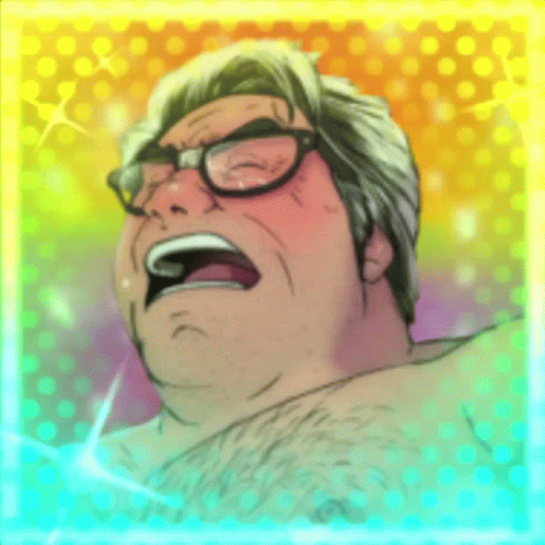 A Cartoon Drawing Of A Man With Glasses And His Mouth Open GIF