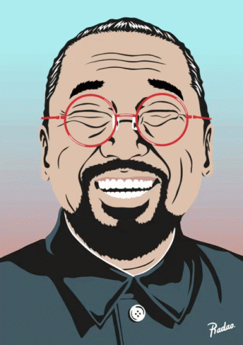 A Cartoon Drawing Of A Man With Glasses And The Name Rodao On The Collar GIF