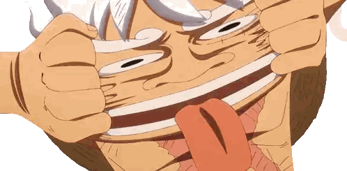 a cartoon drawing of a man with his tongue out