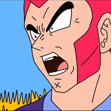 A Cartoon Drawing Of A Man With Red Hair And A X On His Mouth GIF