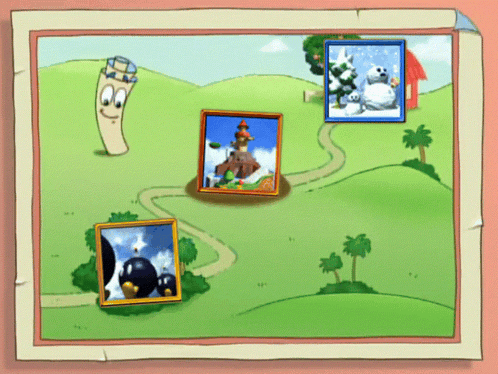 A Cartoon Drawing Of A Map With Pictures Of A Polar Bear And A Snowman GIF