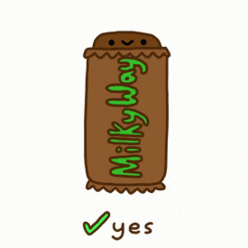 A Cartoon Drawing Of A Milky Way Candy Bar GIF