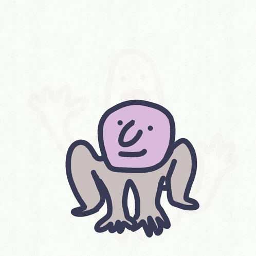 A Cartoon Drawing Of A Monkey With A Purple Head GIF