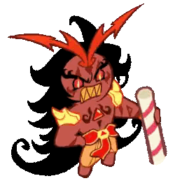 a cartoon drawing of a monster holding a candy cane ..