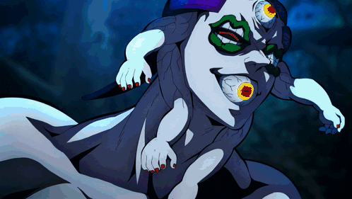 A Cartoon Drawing Of A Monster With A Knife In Its Hand GIF