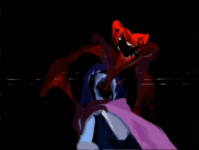 A Cartoon Drawing Of A Monster With A Large Red Mouth GIF