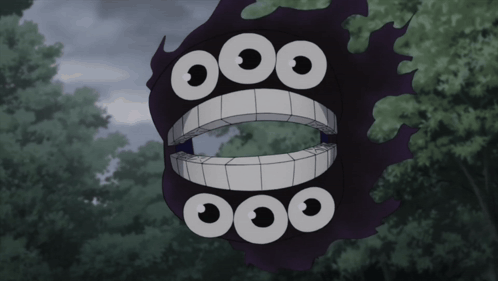 a cartoon drawing of a monster with a mouth that looks like it 's open
