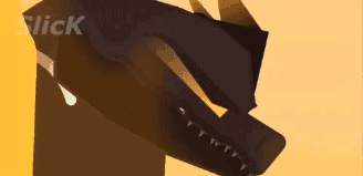 A Cartoon Drawing Of A Monster With A Yellow Background And The Word Slick On The Bottom GIF
