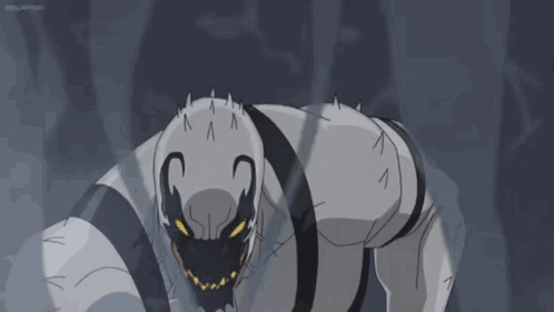A Cartoon Drawing Of A Monster With Spikes On It 'S Body GIF