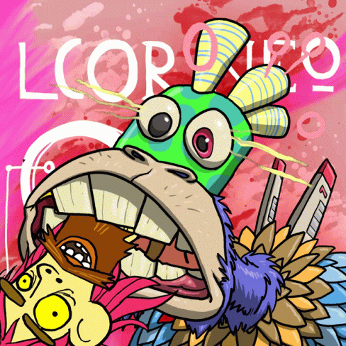 A Cartoon Drawing Of A Monster With The Words Lcor On The Bottom GIF