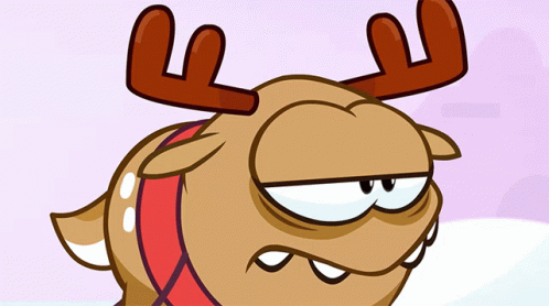 A Cartoon Drawing Of A Moose With Antlers And A Red Scarf Around Its Neck GIF