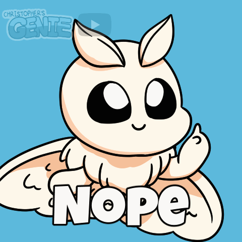 A Cartoon Drawing Of A Moth With The Word Nope On It GIF