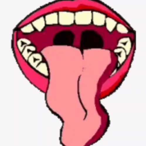 A Cartoon Drawing Of A Mouth With A Tongue Sticking Out GIF