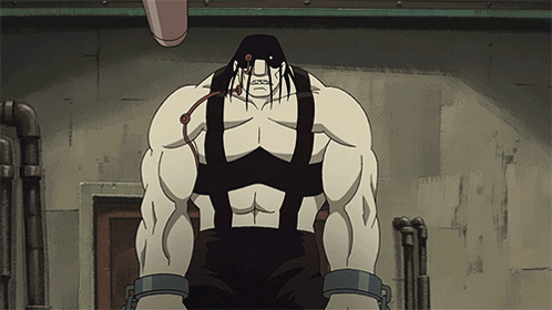 A Cartoon Drawing Of A Muscular Man Standing In Front Of A Pipe GIF