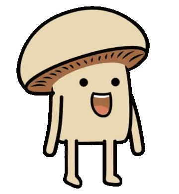 a cartoon drawing of a mushroom with a happy face