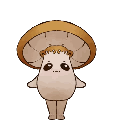 a cartoon drawing of a mushroom with a hat on it