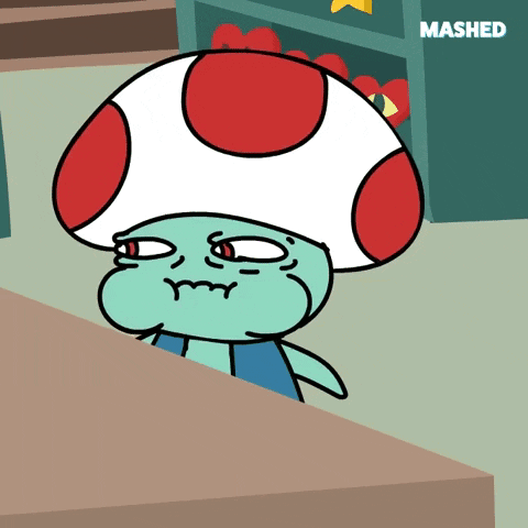 a cartoon drawing of a mushroom with the word mashed above it