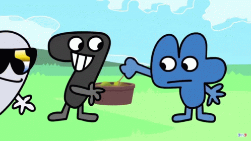 A Cartoon Drawing Of A Number Seven And A Number Four Standing Next To Each Other GIF