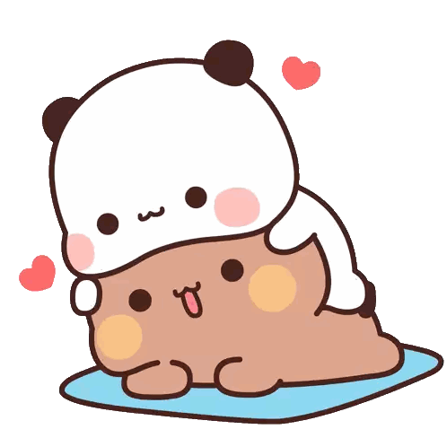 a cartoon drawing of a panda holding a brown bear