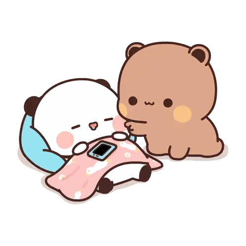 a cartoon drawing of a panda sleeping next to a brown bear