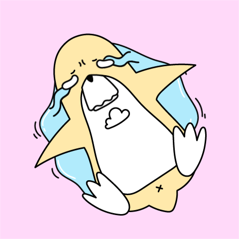 A Cartoon Drawing Of A Penguin Crying In A Puddle GIF