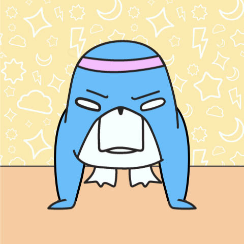 A Cartoon Drawing Of A Penguin Wearing A Pink Band Around Its Head GIF