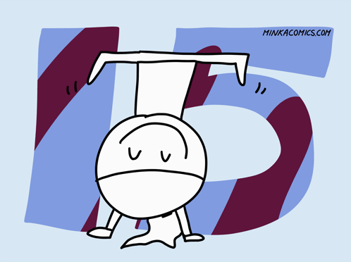 A Cartoon Drawing Of A Person Doing A Handstand With The Number 15 In The Background GIF
