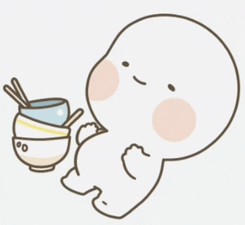 A Cartoon Drawing Of A Person Eating A Bowl Of Food GIF