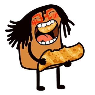 A Cartoon Drawing Of A Person Eating Bread GIF