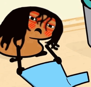 A Cartoon Drawing Of A Person Holding A Blue Blanket GIF