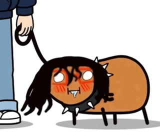 A Cartoon Drawing Of A Person Holding A Leash Of A Dog GIF