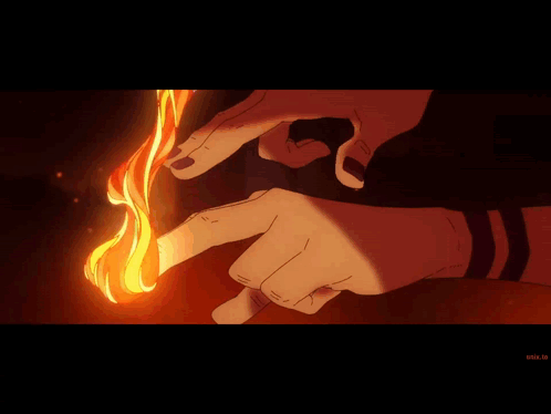 A Cartoon Drawing Of A Person Holding A Torch With A Fire Coming Out Of Their Finger GIF